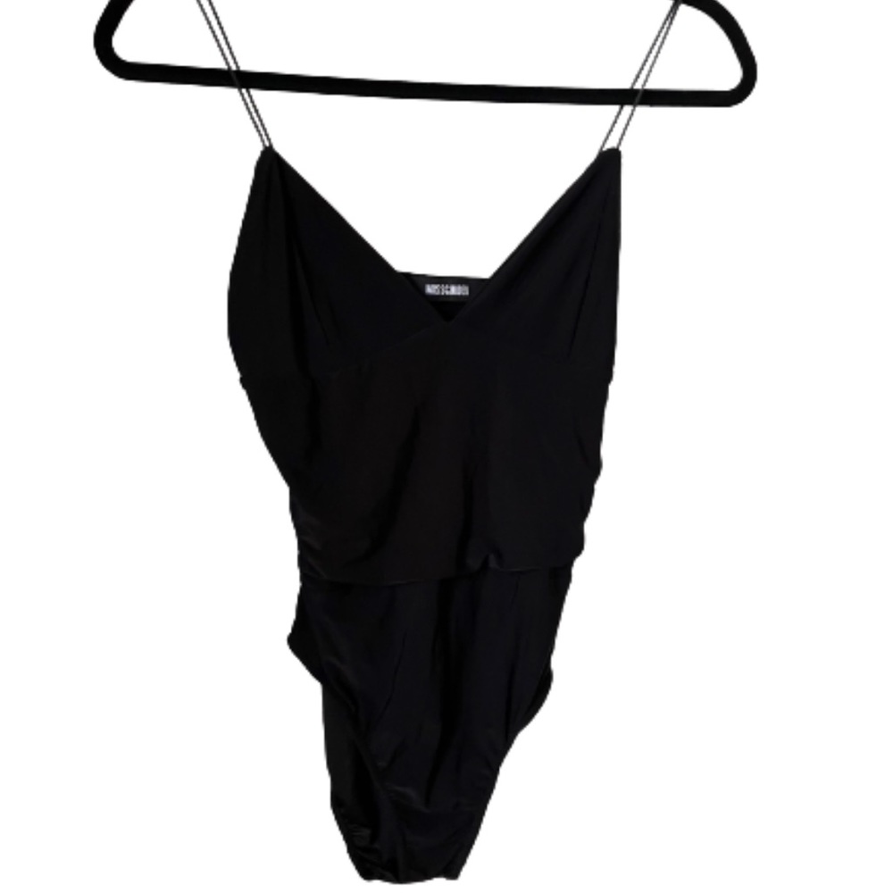 MISSGUIDED | black slinky bodysuit with thin straps